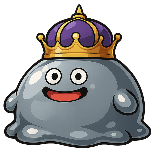 picture of a cute massive enemy king metal slime monster inspired by dragon quest and ragnarok online..
In-Game asset.  2d.  High contrast.  No shadows