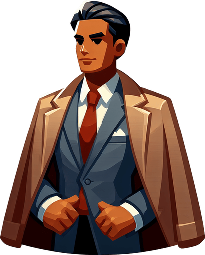 He is a business man and he is very rich and humble.
Single Game Texture. In-Game asset. 2d. Blank background. High contrast. No shadows.