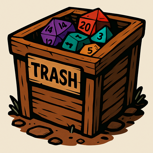 Trash area for dice from fantasy.
In-Game asset.  2d.  High contrast.  No shadows