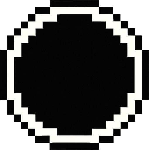 pixel art range circle, white border, filled with black
In-Game asset.  2d.  High contrast.  No shadows