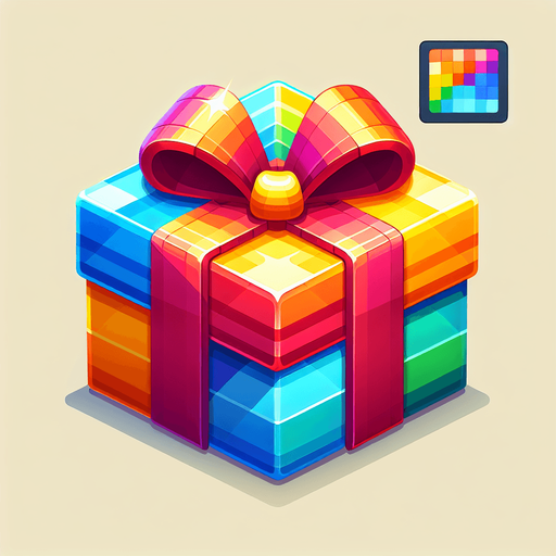 Разноцветный подарок 
Подарок Single Game Texture. In-Game asset. 2d. Blank background. High contrast. No shadows.