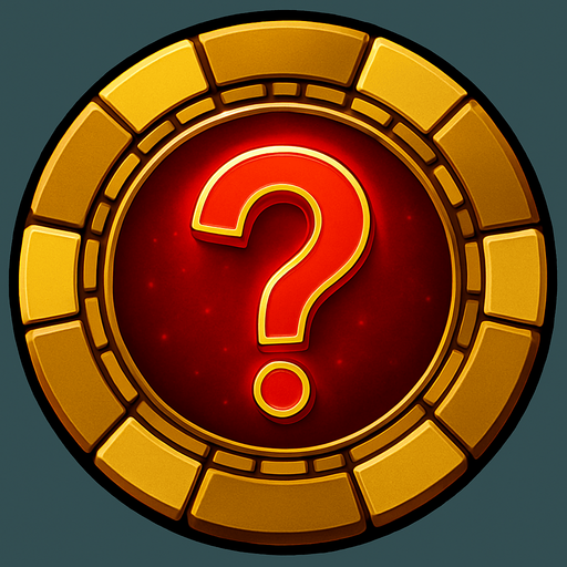 Change the image of the shield in the center into a red question mark lined with gold.