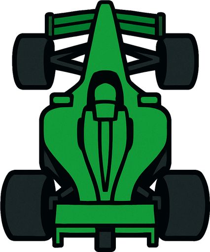 Green F1 from a bird's eye view..
In-Game asset.  2d.  High contrast.  No shadows