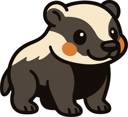 cute honey badger.
In-Game asset.  2d.  High contrast.  No shadows