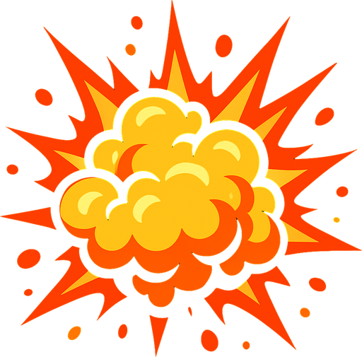 Explosión efecto.
In-Game asset.  2d.  High contrast.  No shadows