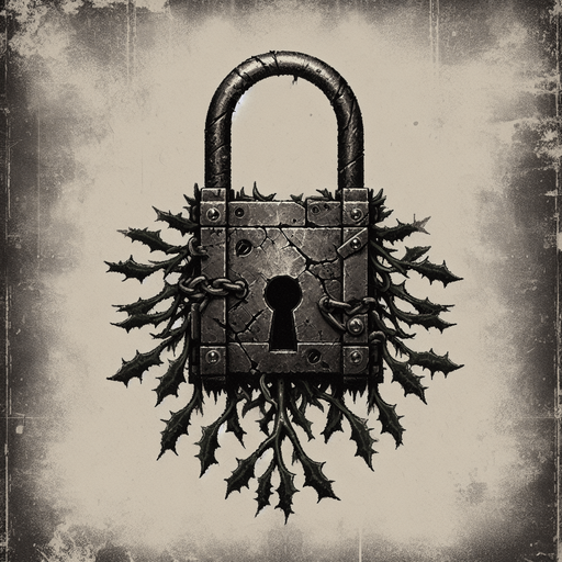 eerie christmas inspired mistletoe lock with a resident evil style.
Single Game Texture. In-Game asset. 2d. Blank background. High contrast. No shadows.