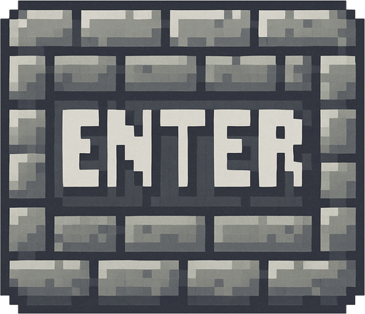 SVG made of grey stone bricks that says ‘Enter’. Retro pixel art.
In-Game asset.  2d.  High contrast.  No shadows