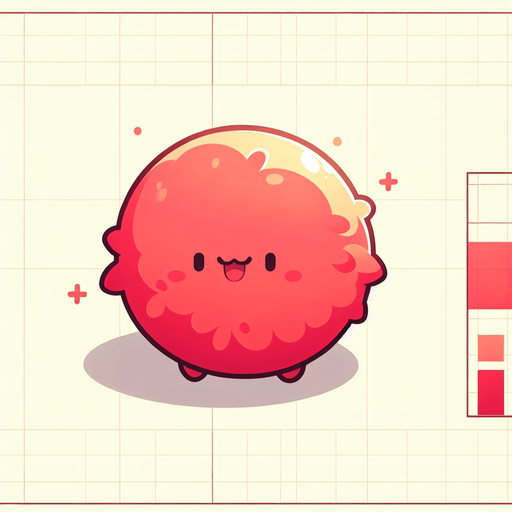 a red furry cuddly ball of fur. little feet. No ears. cute happy face. Cartoon style. Cute art style. Simple vector style. Pastel colors, flat shaded, vector art. Single Game Texture. In-Game asset. 2d. Blank background. High contrast. No shadows