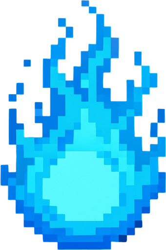High quality 2D pixel art blue fire ball.
In-Game asset.  2d.  High contrast.  No shadows