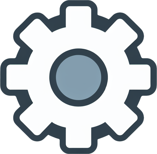 UI cog icon. white.
2d.  No shadows