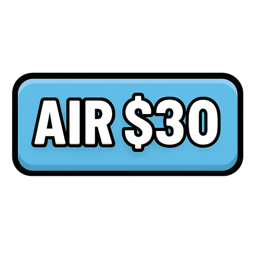 Make button light blue and say air $30