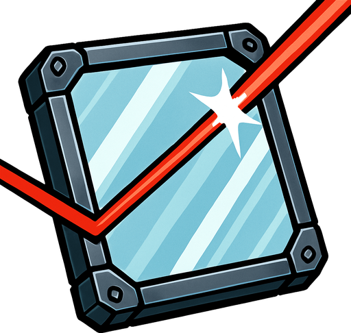 Highly reflective mirror to deflect lasers.
In-Game asset.  2d.  High contrast.  No shadows