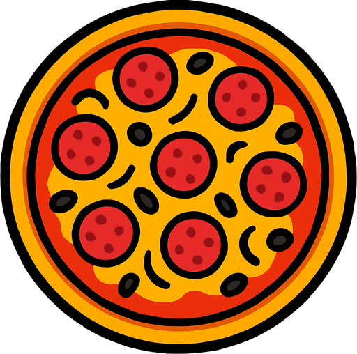 Pizza.
In-Game asset.  2d.  High contrast.  No shadows