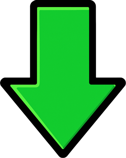 Flecha verde apuntando hacia abajo.
In-Game asset.  2d.  High contrast.  No shadows