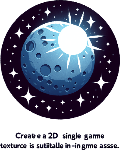 shining moon.
Single Game Texture.  In-Game asset.  2d.  Blank background.  High contrast.  No shadows