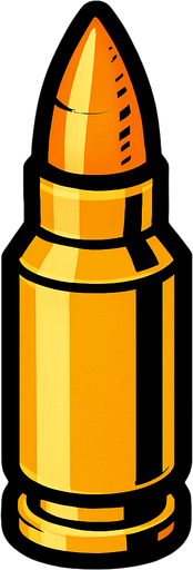 machine gun bullet.
In-Game asset.  2d.  High contrast.  No shadows