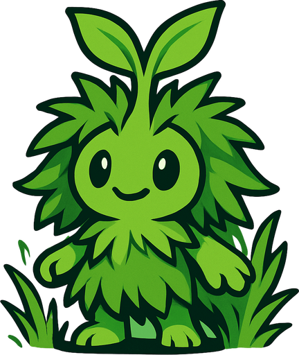 make creature image for grass elemental name is sproutle.
In-Game asset.  2d.  High contrast.  No shadows