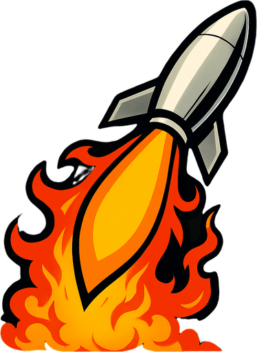 rocket tail flame with fire.
In-Game asset.  2d.  High contrast.  No shadows