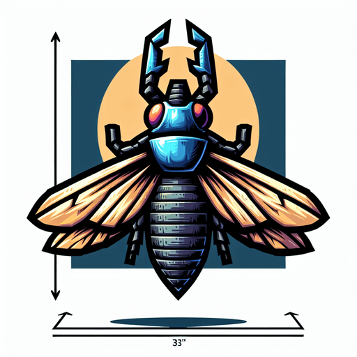 Giant insect, facing down, open wings, cartoony.
Single Game Texture. In-Game asset. 2d. Blank background. High contrast. No shadows.