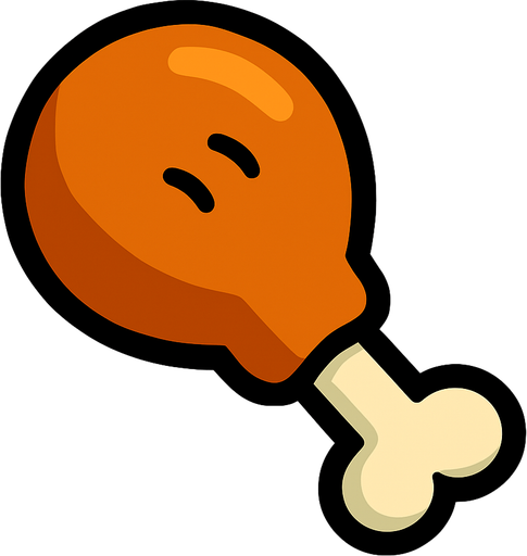 Survivor.io style 2D 1 chicken leg..
In-Game asset.  2d.  High contrast.  No shadows
