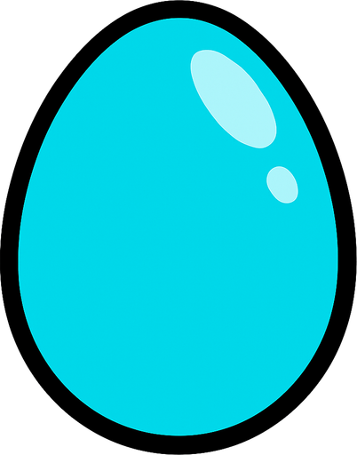 CYAN EGG.
In-Game asset.  2d.  High contrast.  No shadows