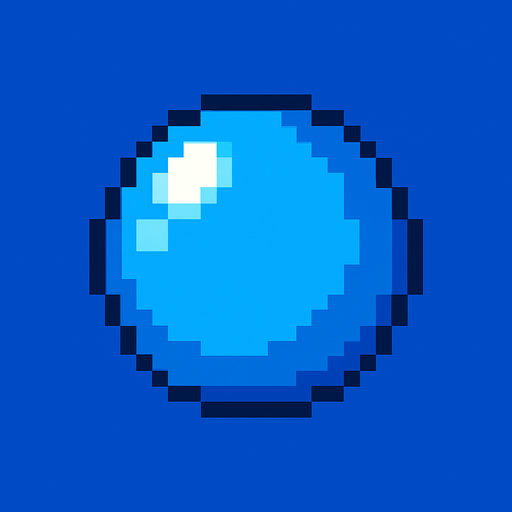 Burbuja azul, una , pixelart.
In-Game asset.  2d.  High contrast.  No shadows