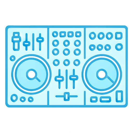 açık mavi dj masası ekipmanı.
In-Game asset.  2d.  High contrast.  No shadows