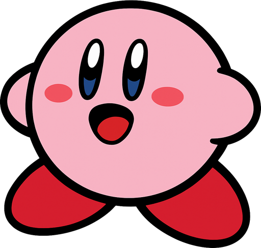 Kirby.
In-Game asset.  2d.  High contrast.  No shadows