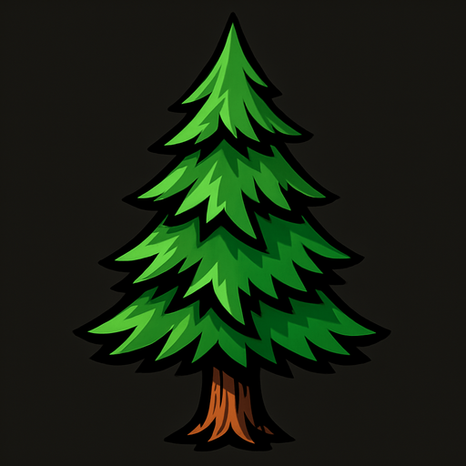 pine tree.
In-Game asset.  2d.  High contrast.  No shadows
