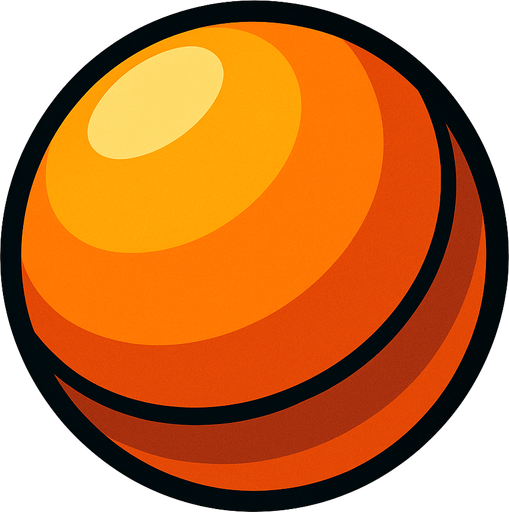 3d gibi duran küre top.
In-Game asset.  2d.  High contrast.  No shadows