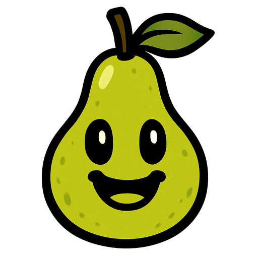 Pear with face.
In-Game asset.  2d.  High contrast.  No shadows