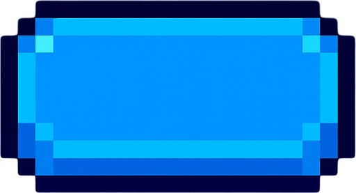 boton azul de pixeles.
In-Game asset.  2d.  High contrast.  No shadows