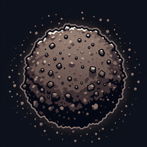 Dirt particle.
Single Game Texture.  In-Game asset.  2d.  Blank background.  High contrast.  No shadows