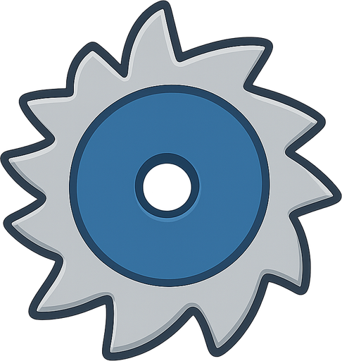 Sawblade with blue inside. No background. Transparent background. Blank background. No shadows. 3d. In-Game asset. flat
