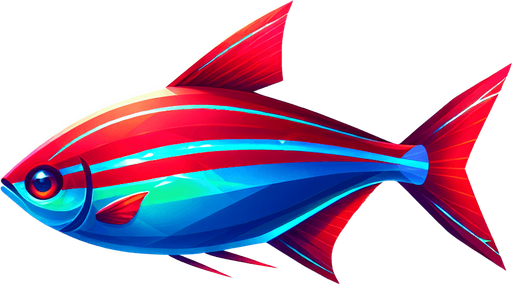 a cardinal tetra.
Single Game Texture. In-Game asset. 2d. Blank background. High contrast. No shadows.