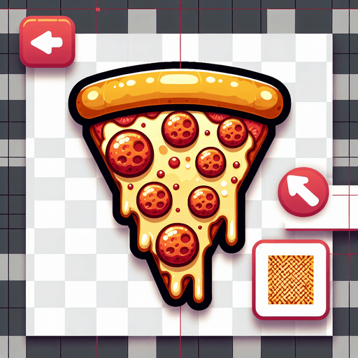 Pizza slic
Single Game Texture. In-Game asset. 2d. Blank background. High contrast. No shadows.