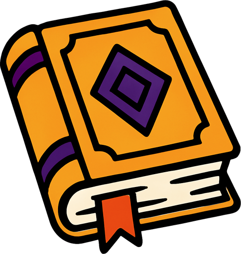 a book.
In-Game asset.  2d.  High contrast.  No shadows