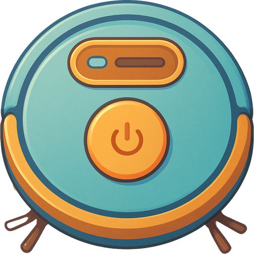 A robot vacuum cleaner viewed from straight above. Cute soft graphics. soft ambient light. semi-matte to satin surfaces. naturalistic with slight saturation boost colors. 
In-Game asset.  2d.  High contrast.  No shadows. top down.
In-Game asset.  2d.  High contrast.  No shadows