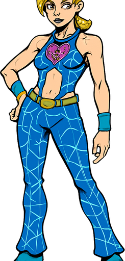 Jolyne cuerpo completo jojo's.
In-Game asset.  2d.  High contrast.  No shadows