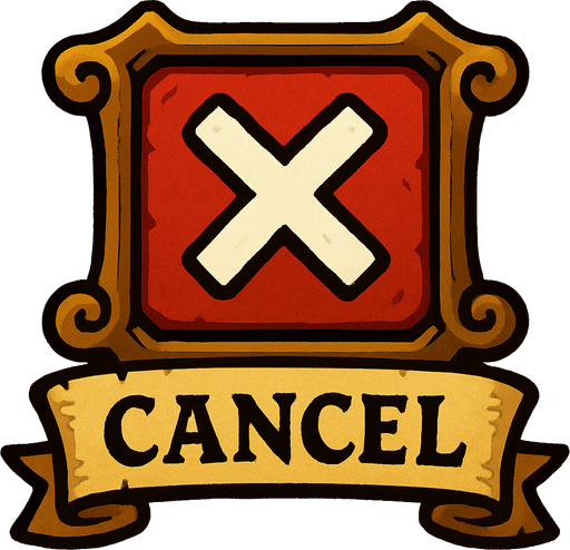 Cancel Button for medeivel concept.
In-Game asset.  2d.  High contrast.  No shadows