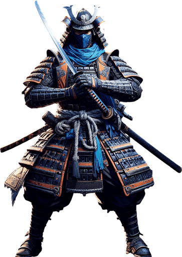 HERO IS A MASTER SAMURAI WARRIOR Single Game Texture. In-Game asset. 2d. Blank background. High contrast. No shadows.RTX ON.INRECEDIBLE DETAIL.ULTRA HD .