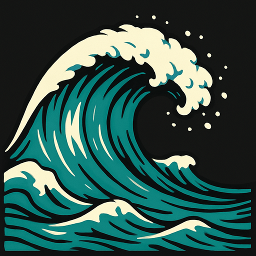 Huge wave.
In-Game asset.  2d.  High contrast.  No shadows