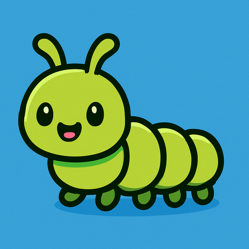 minik sevimli bir tırtıl.
In-Game asset.  2d.  High contrast.  No shadows