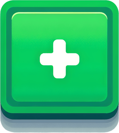 square green  box with + inside.
Single Game Texture. In-Game asset. 2d. Blank background. High contrast. No shadows.