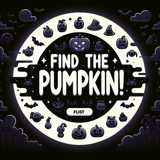 A title screen for a halloween game called Find the Pumpkin! 
No text except Find the Pumpkin!.
Single Game Texture. In-Game asset. 2d. Blank background. High contrast. No shadows.
