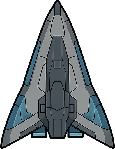 a cool ship. No background. Transparent background. Blank background. No shadows. 2d. In-Game asset. flat