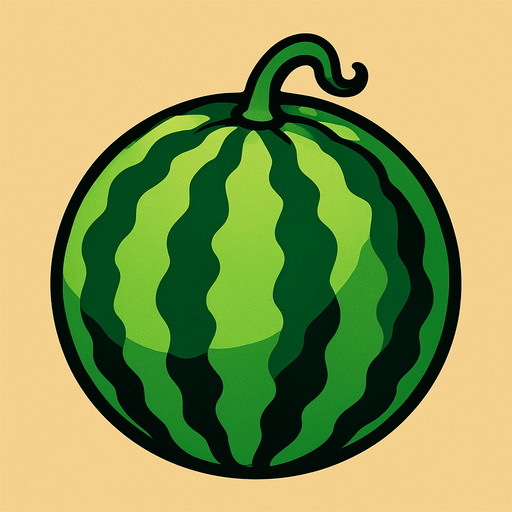 a green water melon.
In-Game asset.  2d.  High contrast.  No shadows