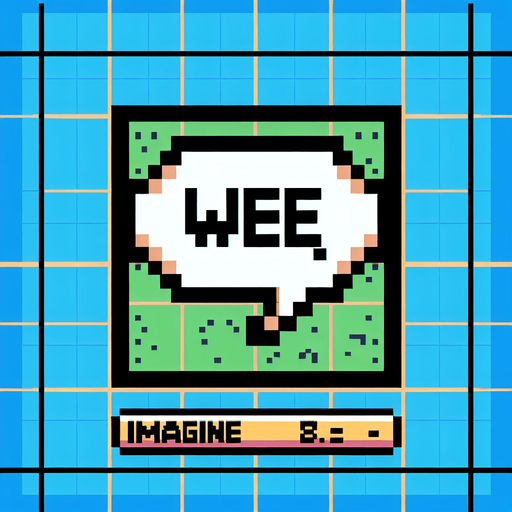 speech bubble saying "wee".
game asset. 2d. 8bit. no background. transparent background.