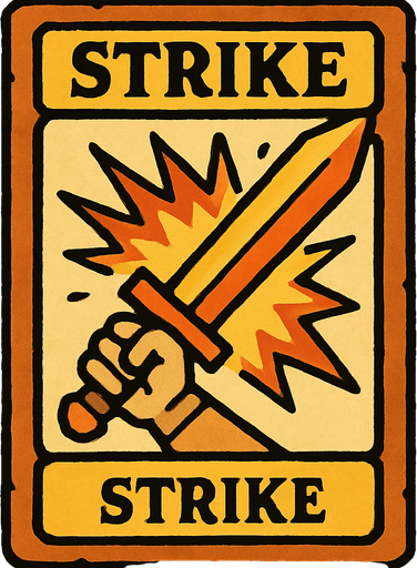 dungeon card game, Strike card.
In-Game asset.  2d.  High contrast.  No shadows