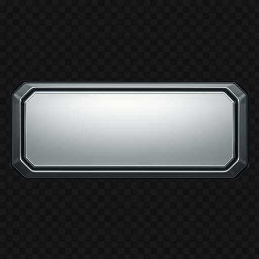 premium quality rectangular button background, 500x150 px, clean futuristic tech design, subtle gradients, beveled edges, slight inner glow, dark metallic white tones, minimal and elegant, no text, no icon, transparent background.
In-Game asset.  2d.  High contrast.  No shadows